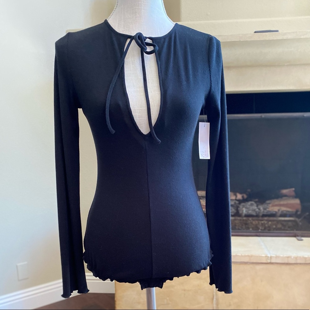NWT Chelsea Bodysuit Rib knit Long Sleeve Black S - Picture 2 of 7